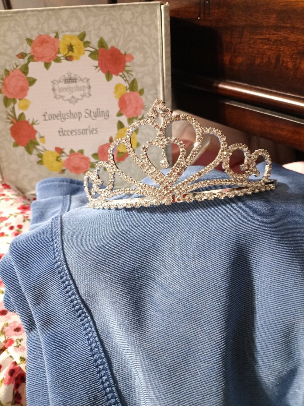 Rhinestone Silver Princess Tiara - Sparkling Heart Motif Headpiece